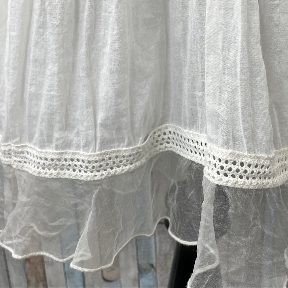Doen XS Ivory Pleated Ruffle Paix Mini Dress Boho - Picture 5 of 8